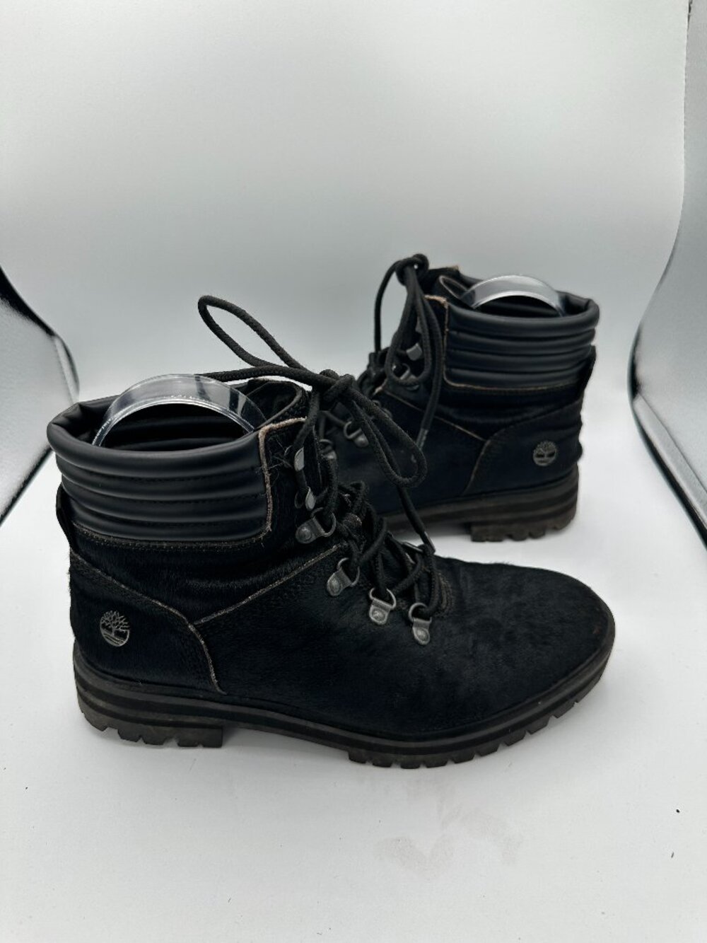 Timberland London Square Mid Hiker Boots Black Calf Hair Women's 8